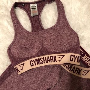 EUC Gymshark Flex Set ( Sports Bra + Leggings) Ruby Marl/Blush Nude